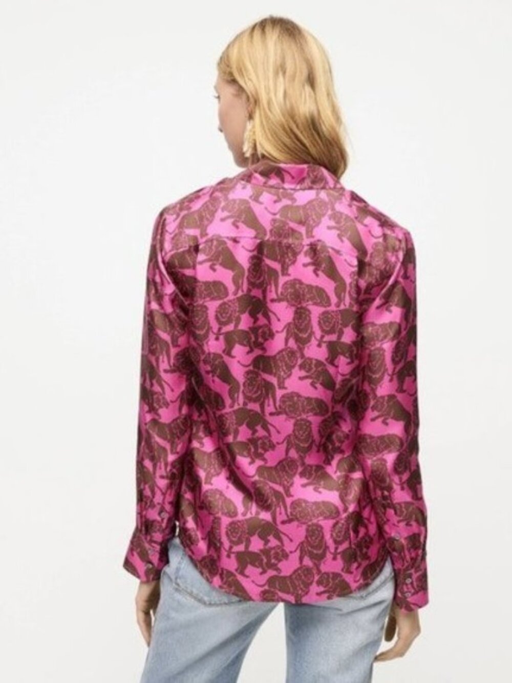 J. Crew Collection Silk Shirt Sleepy Lions - Picture 3 of 6